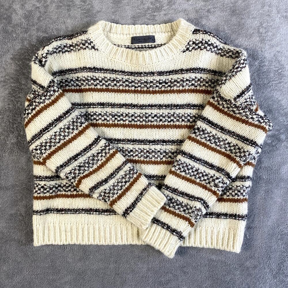 Elsamanda Wool Alpaca Mohair Blend Sweater Women's S Soft Fuzzy Knit Cozy